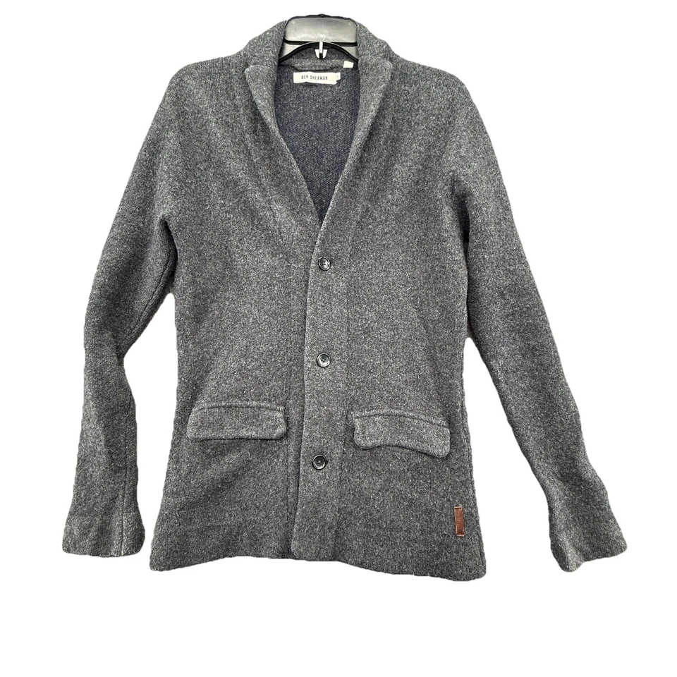 CÁRDIGAN BEN SHERMAN MEZCLA LANA BOTÓN CARBÓN HOMBRE Pequeño Foto 1 de 4