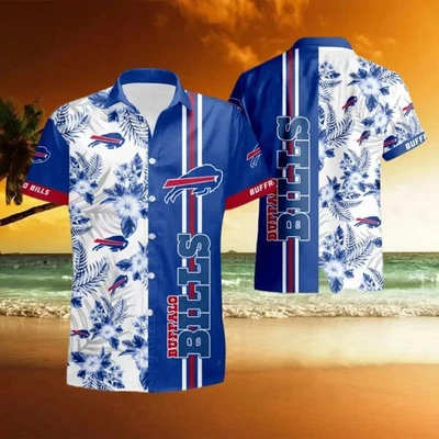Buffalo Bills Tropical Stripe Hawaiian Shirt - Image 1 of 4