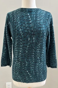 Talbots Größe L 100 % Kaschmir grün schwarz Schlangenmuster Pullover gebraucht, in einwandfreiem Zustand - Bild 1 von 5