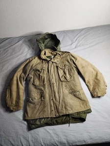 Vintage US Military OG 107 M65 Field Coat Jacke Herren Gr. XL braun mit Innenfutter USA - Bild 1 von 10