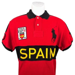 Polo Ralph Lauren Spain Polo Shirt Custom Fit Big Pony Red Black ESP 10 Large - Picture 1 of 7