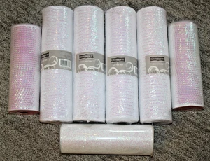 NUOVO lotto 7 NASTRI a rete larghi 10-12" larghi 30-35 piedi/rotolo scintillanti metallizzati BIANCO - Foto 1 di 7