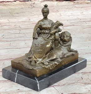 Echt Bronze Skulptur Vintage opulent königliche Frau Dame Statuen Figur Geschenk - Bild 1 von 10