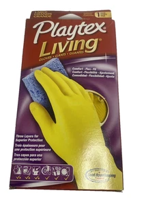 Vintage 2005 Playtex Living Gloves Size Large Yellow Rubber Latex - Picture 1 of 18