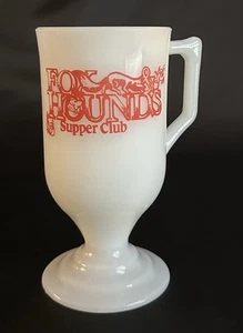 Fox & Hounds Supper Club Milchglas Standbecher Vintage Werbung 6 Unzen EUC - Bild 1 von 11
