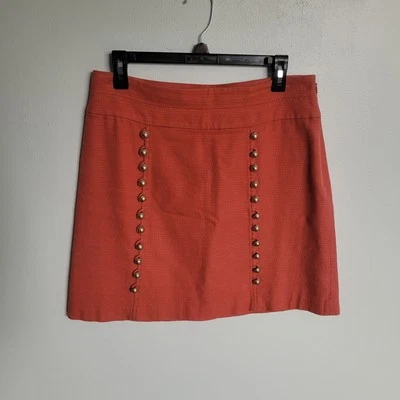 Falda para mujer Anthropologie Cidra 8 naranja hasta la rodilla forrada con detalles de botones Foto 1 de 4
