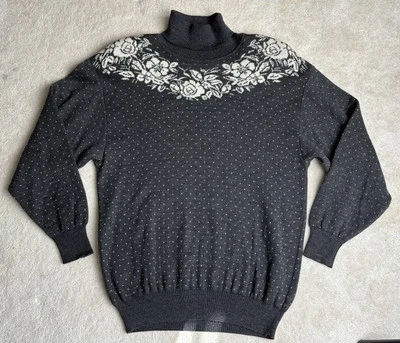 💕VALENTINO 💕Sudadera 14/UE 48 Lana Gris/Marfil Fair Isle Floral ITALIA Foto 1 de 4