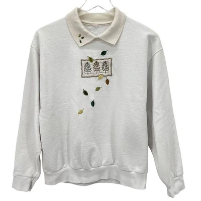 Sudadera Vintage Cuello Talla M Otoño Hoja Bordada Abuelita Años 80 90 Foto 1 de 4