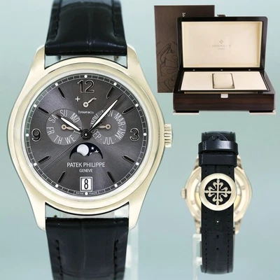 COMO NUEVO Tiffany Esfera Gris Patek Philippe 5146G Oro Blanco Calendario Anual 39mm Luna Foto 1 de 4
