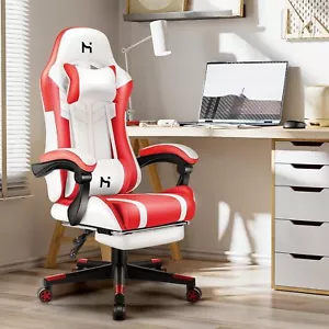 Ergonomiczne krzesło gamingowe, krzesło biurowe, krzesło dla graczy, krzesło komputerowe z podnóżkiem - Zdjęcie 1 z 6