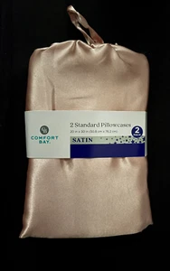 Comfort Bay™ Standard Size Satin Pillowcases in a Bag, Set/2, Blush Pink, NEW!!! - Picture 1 of 2