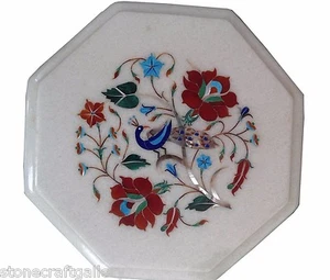 12 " Marmo Bianco Angolo Table Top Multi Pietra Arte Arredo Casa - Foto 1 di 3