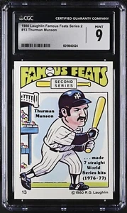 1980 Laughlin Famous Feats #13 Thurman Munson New York Yankees - CGC 9 Mint - Picture 1 of 2