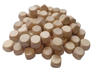 100 x Uni Holzwürfel Würfel Würfel Würfel Rohling Holz unbemalt sechsseitig 14 mm 1,4 - Bild 1 von 3