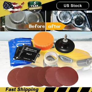 Car Headlight Lens Restoration Repair Kit - Polishing Cleaner Cleaning Tools USA - Picture 1 of 24