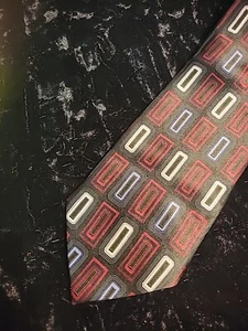 Giorgio Brutini Mens Neck Tie Black Red Geometric Professional Suit - Picture 1 of 10