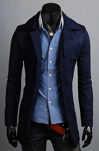 Mens Quality Stylish Wing Collar Coat Slim Jacket Jumper Blazer Outwear Tops S - Picture 1 of 5
