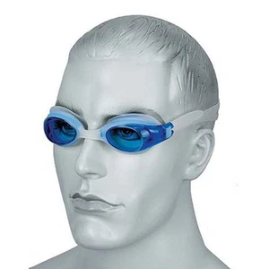 Schwimmbrille Unisex blau getönt Fischadler Gläser Brille weiß Silikon Kopfbügel - Bild 1 von 2