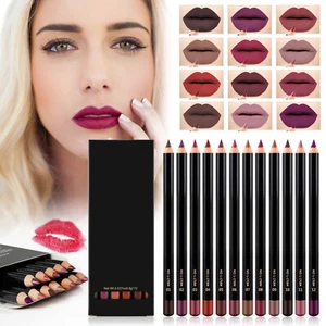 12 Color Lip Liner Pencil Waterproofs Lip Liner Pencil Matte Velvet Lipstick - Picture 1 of 24
