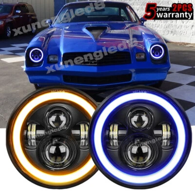 7" Headlights Blue Ring Fit CHEVROLET Camaro Z28 1975 1976 1977 1978 1980 1981 - Изображение 1 из 4