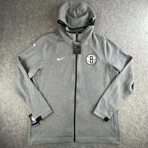 Nike Mens Brooklyn Nets Grey Therma Showtime Hoodie XXL-Tall Player Issue Jacket Cover