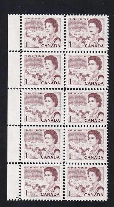 Canada 1971 QEII 1c Centennial Northern Lights, MNH pane of 10, sc#454iii PVA - Image 1 of 1
