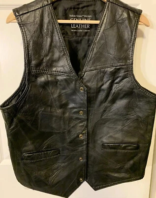 Colete de couro genuíno design pedra italiana tamanho XL - Imagem 1 de 4