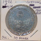 1972-J 10 Mark Munich Olympics Silver German Coin