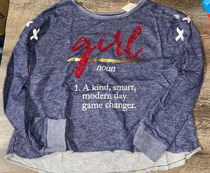 Justice Sz 14/16 Navy Girl Kind Smart Sweatshirt Nwt - Picture 1 of 6