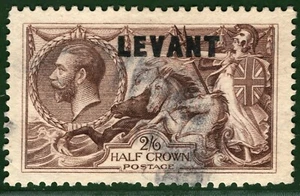 GB SEAHORSE USED ABROAD British LEVANT Overprint SGL24 2s/6d Used 1921 BLBLACK81 - Picture 1 of 6