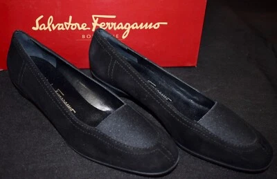 Mocasín Salvatore Ferragamo Hija Nero Negro Gamuza Cuero de becerro Talla 9 Nuevo en caja HS5 Foto 1 de 4