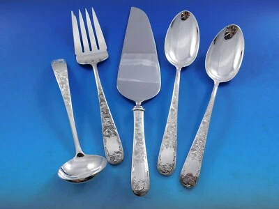 Antiguo juego de servir esencial de plata esterlina grabado por Kirk Maryland 5 piezas Foto 1 de 3