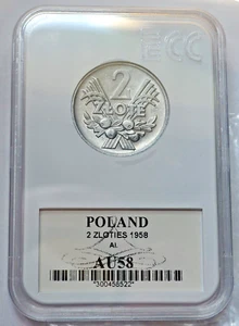 Poland 1958, 2 Zlote, Zlotys, Blueberries, JAGODY - Picture 1 of 4