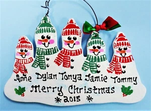 ORNAMENT Personalize SNOWMAN FAMILY OF 5 Christmas U CHOOSE NAMES & YEAR Winter - Picture 1 of 1