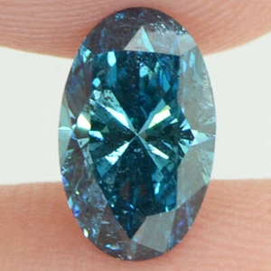 Diamante suelto de forma ovalada elegante color azul real 1,01 quilates certificado SI1 mejorado - Imagen 1 de 8