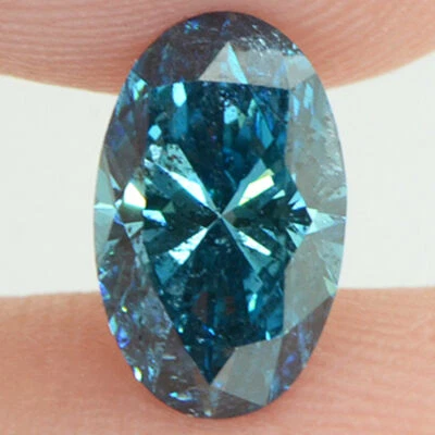 Loose Oval Shape Diamond Fancy Blue Color Real 1.01 Carat SI1 Certified Enhanced - Image 1 of 4
