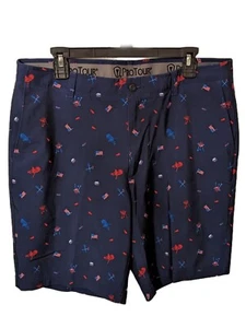 Pro Tour Mens Shorts Cool Play Blue Patriotic BBQ Fireworks American Flag Sz 36 - Picture 1 of 4