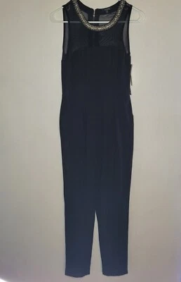 XOXO Jumpsuit Small Black Sleeveless Pockets Zipper Back Straight Leg Women's - Image 1 of 4