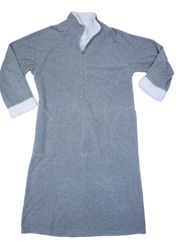 Signature by Stan Herman Womens Gray Long Sleeve 1/2 Zip Fleece Nightgown L - Image 1 of 4