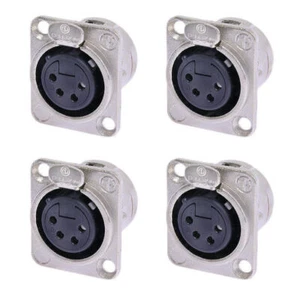 (PAQUETE DE 4) NEUTRIK NC4FD-L-1 4 pines XLRF tipo D montaje en panel níquel con pasadores plateados - Imagen 1 de 1