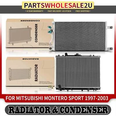 Kit de refrigeración de radiador y condensador de CA para Mitsubishi Montero Sport 97-03 V6 3,0 L Foto 1 de 4
