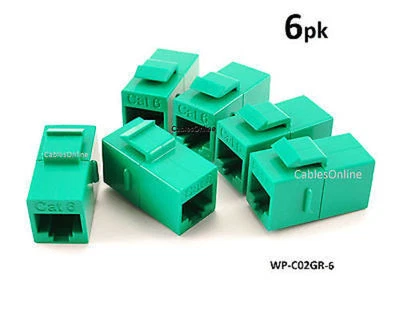 6-PACK CAT6 Female/Female RJ45 Ethernet Green Keystone Jack Coupler, WP-C02GR - Image 1 of 2