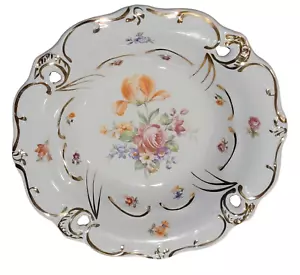 Tazón de Placa Vintage Weimar Alemania Borde Recortado Borde Porcelana Floral Oro Rosa - Imagen 1 de 24