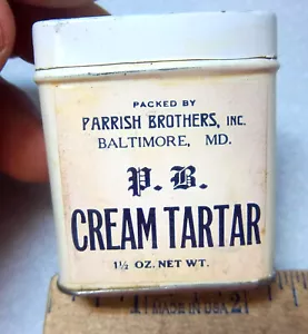Tartar PB Parrish Brothers de colección de 1930 lata de especias de 1,5 oz, COMPLETO, nuevo stock antiguo - Imagen 1 de 4