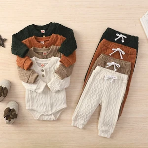 0-24M Newborn Infant Baby Boy Girl Clothes Set Long Sleeve Romper Pants Outfits - Picture 1 of 14