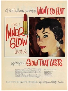 1950s Red Lipstick Print Ad Cashmere Bouquet Cosmetics New INNER GLOW 1956 Lips - Picture 1 of 1