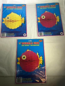 3 pack vintage 1994 Beistle Tissue Bubble Yellow Red Fish Party Decoration New  - Picture 1 of 4