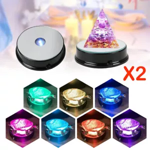 2PCS LED Light Display Base Stand 7 Color Lamp Holder Crystal Glass Art Figurinm - Picture 1 of 15