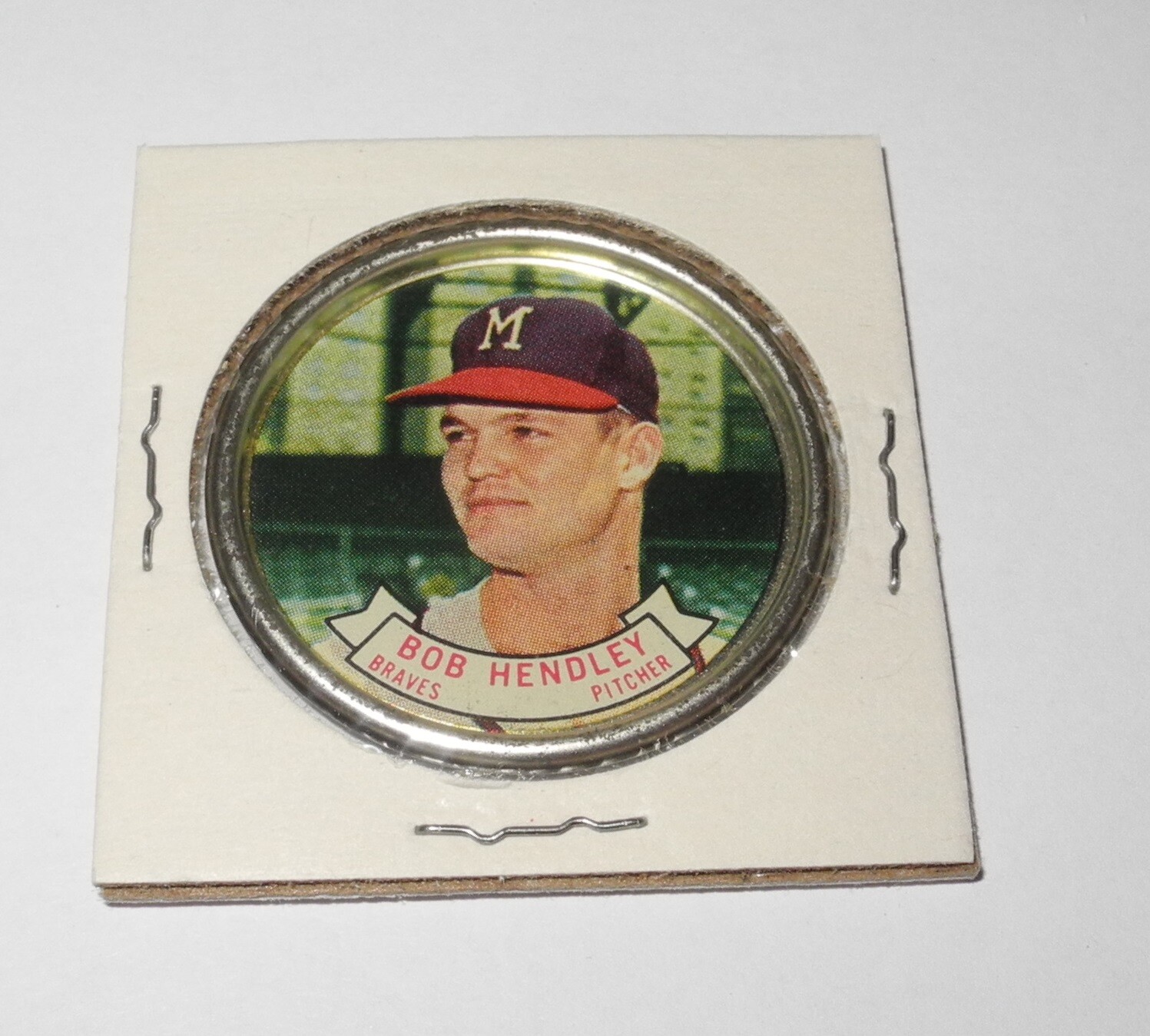 1964 Topps Baseball Coin Pin #94 Bob Hendley Milwaukee Braves Excellent