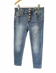 Seven For All Mankind Girls Sz 12 the ankle skinny Jeans A Pocket Button Fly - Picture 1 of 10